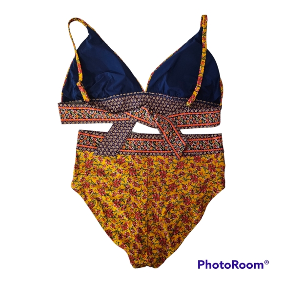 EUC 2-piece Skinny Dippers high waist bikini, XL, floral - Picture 3 of 5